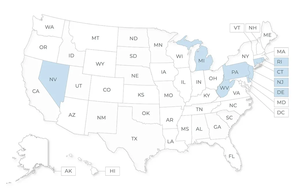 USA states - legal online poker